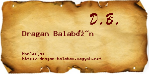 Dragan Balabán névjegykártya